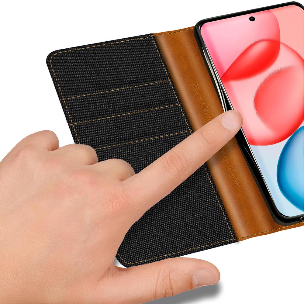 Textil Wallet für Honor 400 in Schwarz