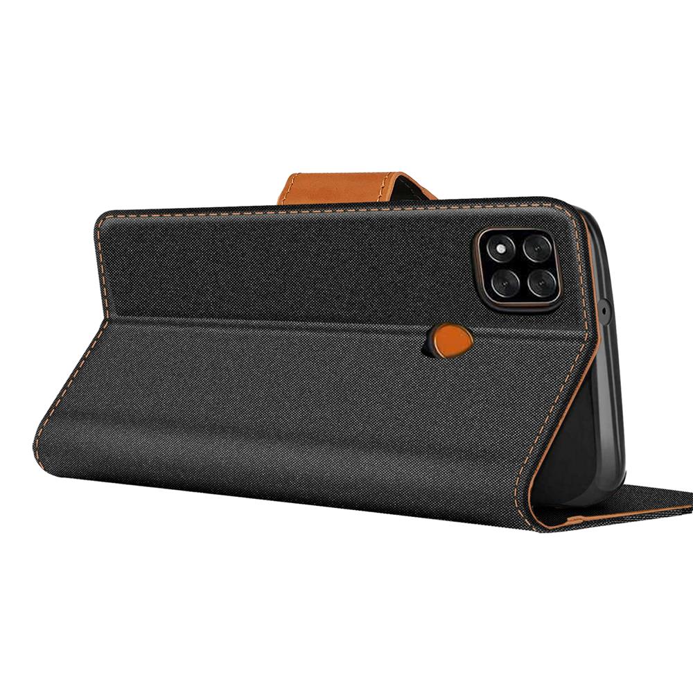 Textil Wallet für Xiaomi Redmi 9C in Schwarz