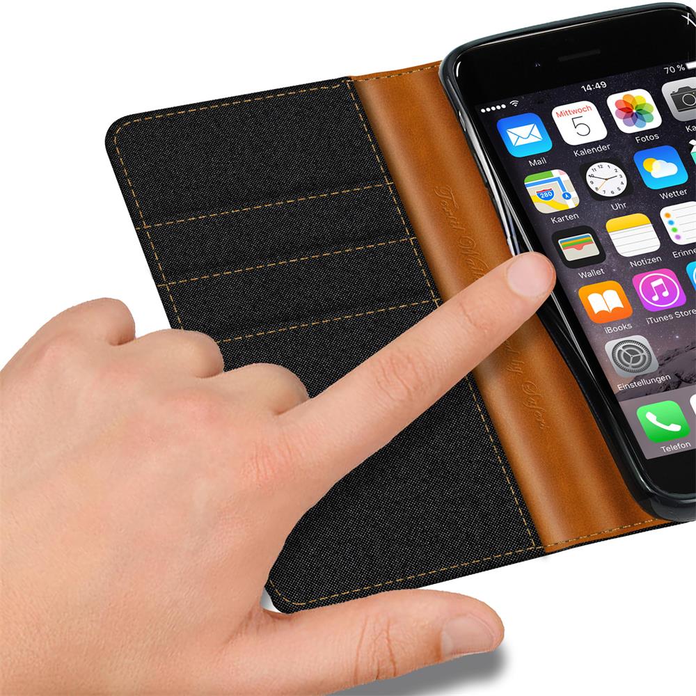 Textil Wallet für Apple iPhone 7 Plus / 8 Plus in Schwarz