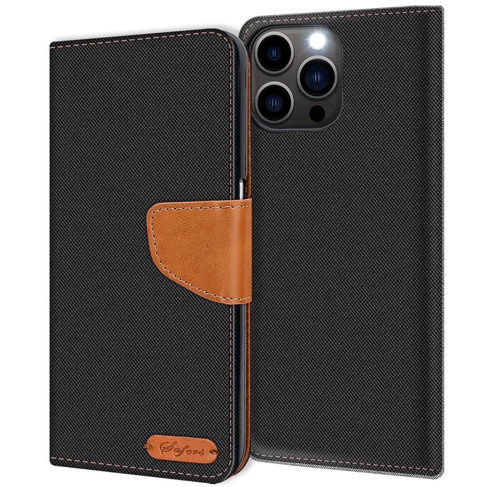 Textil Wallet für Apple iPhone 15 Pro Max in Schwarz