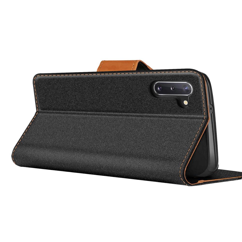 Textil Wallet für Samsung Galaxy Note 10 in Schwarz