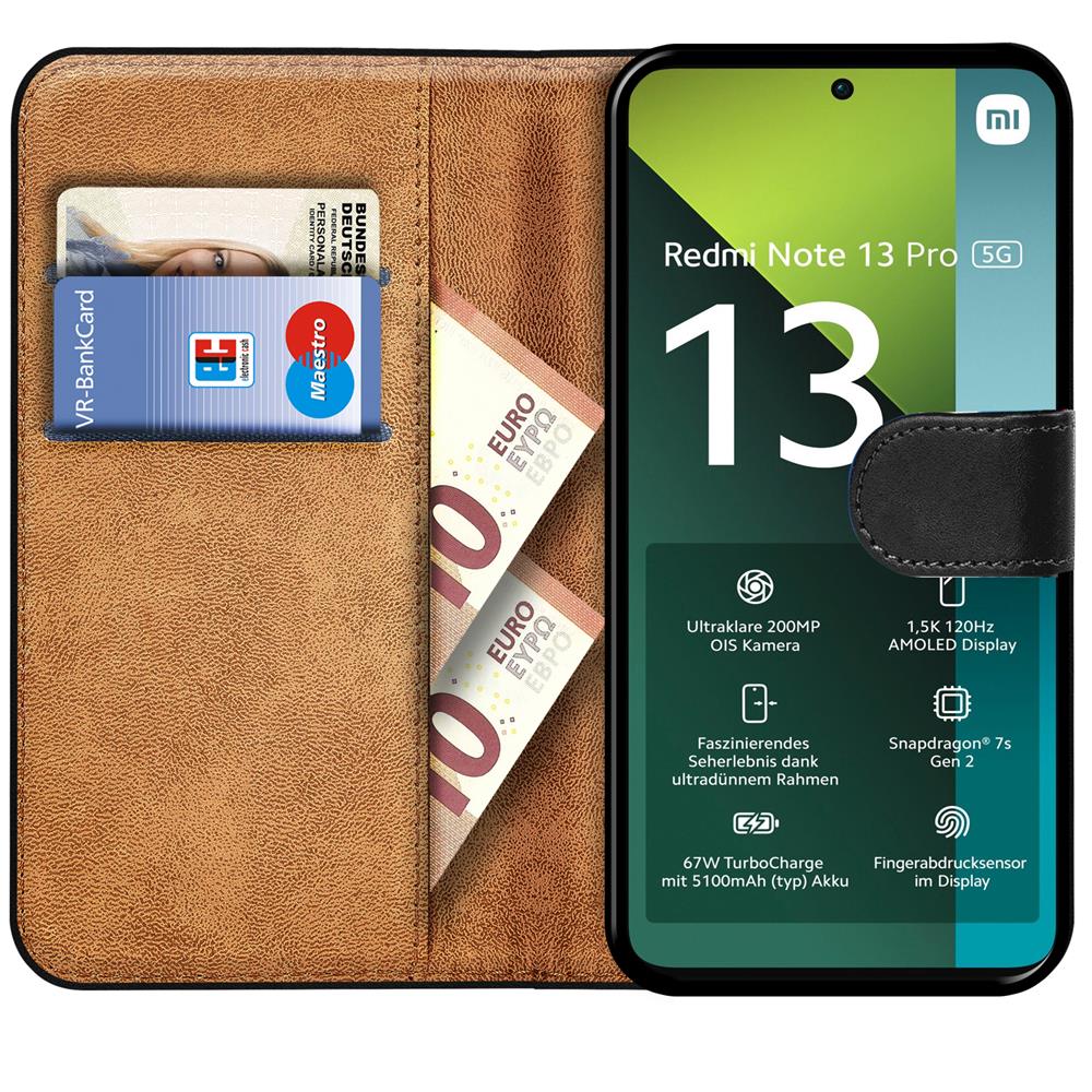 Basic Wallet für Xiaomi Redmi Note 13 Pro 5G in Schwarz
