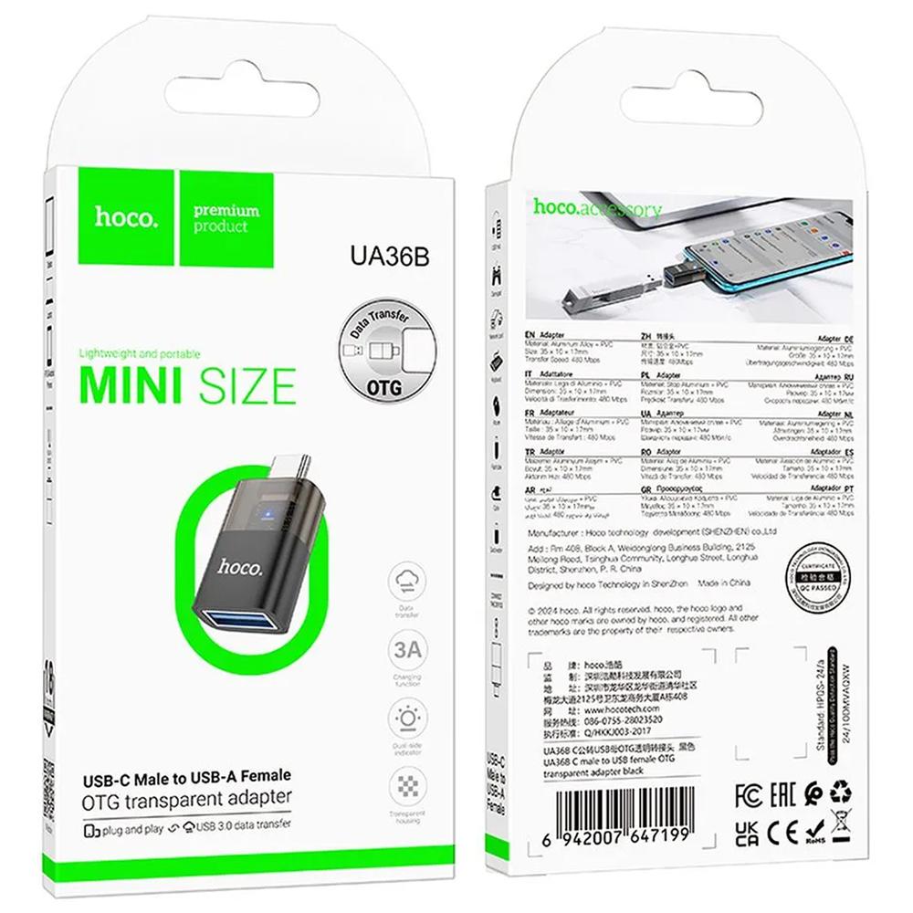 Hoco UA36B USB-C auf USB-A OTG - Schwarz