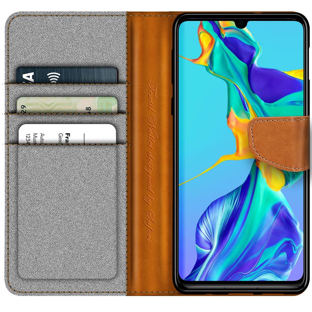Textil Wallet für Huawei P30 in Grau