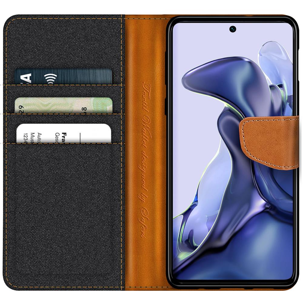 Textil Wallet für Xiaomi 12 Lite 5G in Schwarz