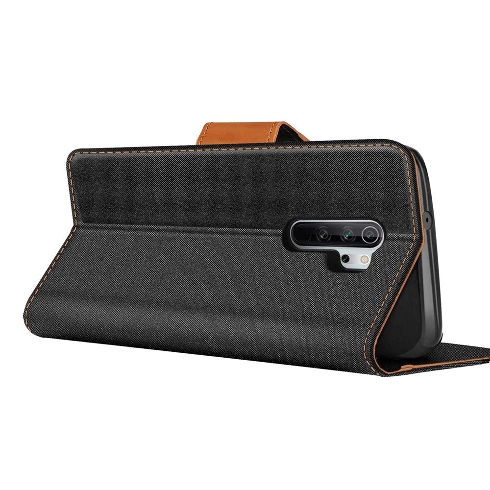 Textil Wallet für Xiaomi Redmi Note 8 Pro in Schwarz