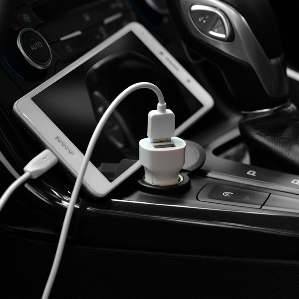 Kfz-Ladegerät Hoco - Z2A microUSB in Weiss