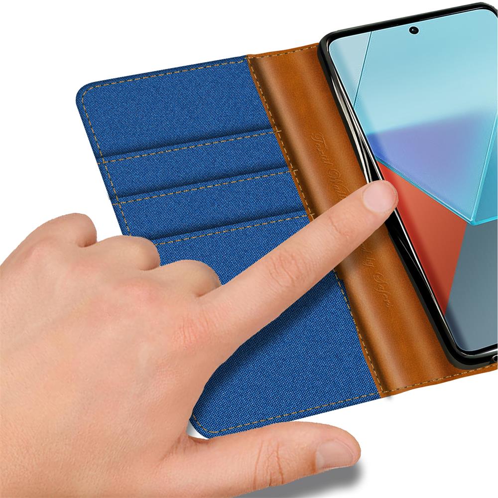 Textil Wallet für Xiaomi Redmi Note 13 Pro Plus 5G in Blau