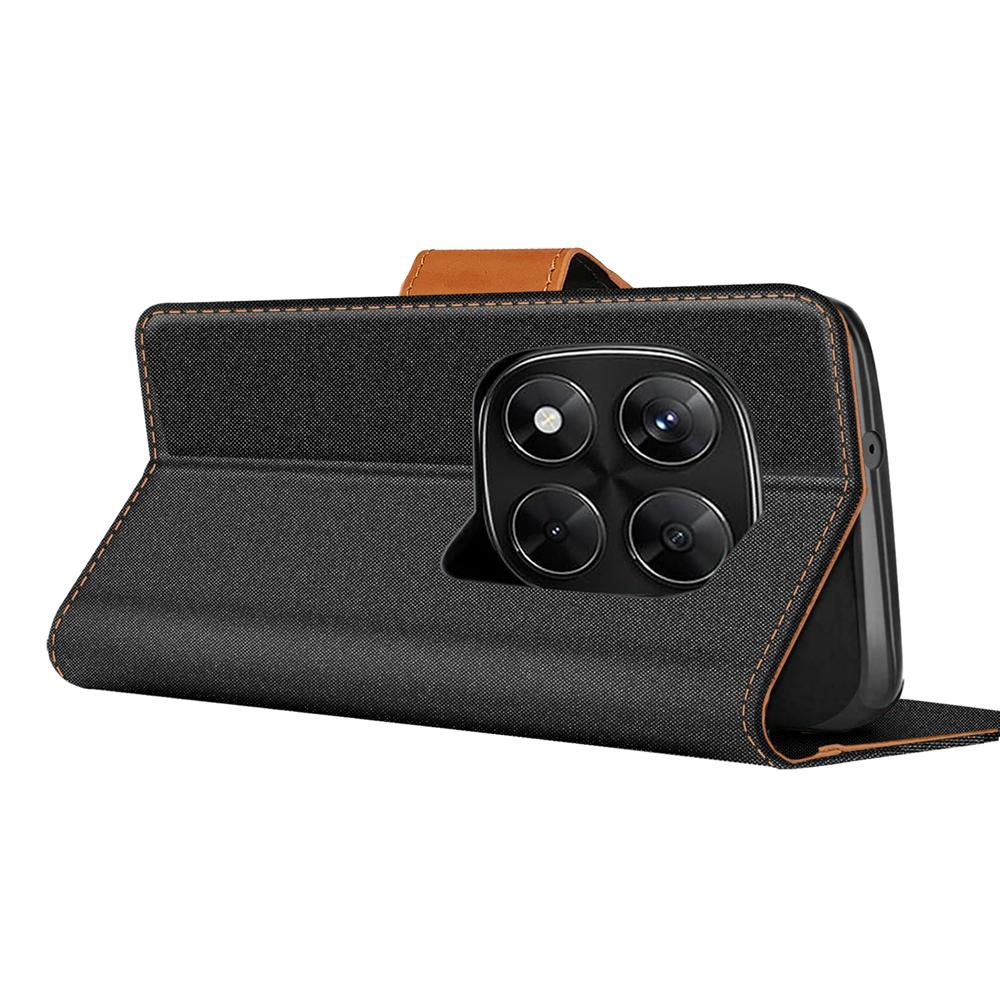 Textil Wallet für Xiaomi Redmi Note 15 Pro 4G in Schwarz