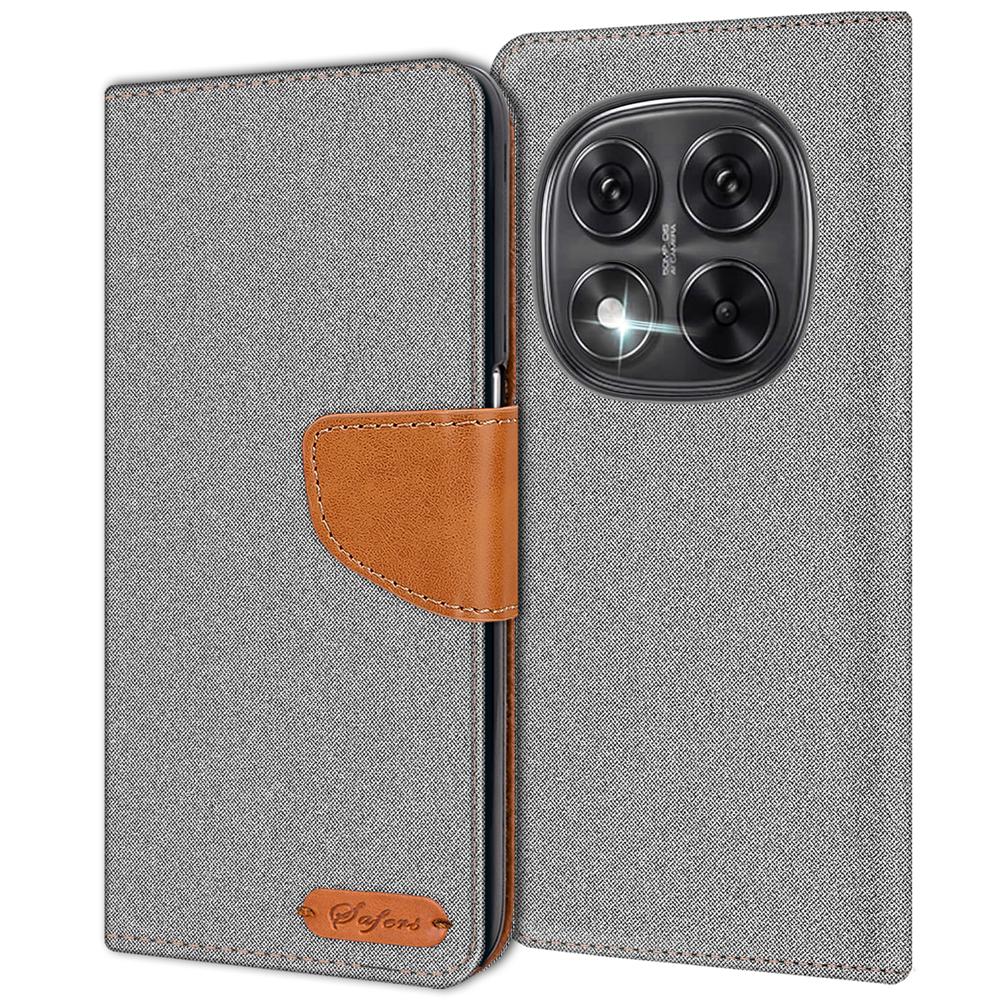 Textil Wallet für Xiaomi Redmi Note 15 Pro 4G in Grau