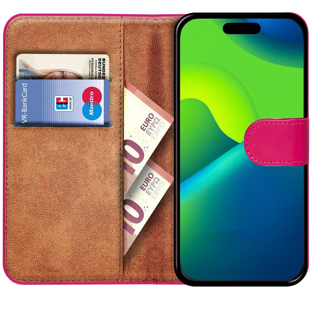Basic Wallet für Apple iPhone 15 Plus in Pink
