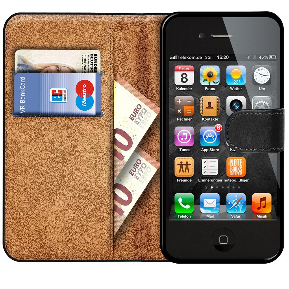 Basic Wallet für Apple iPhone 4 / 4S in Schwarz