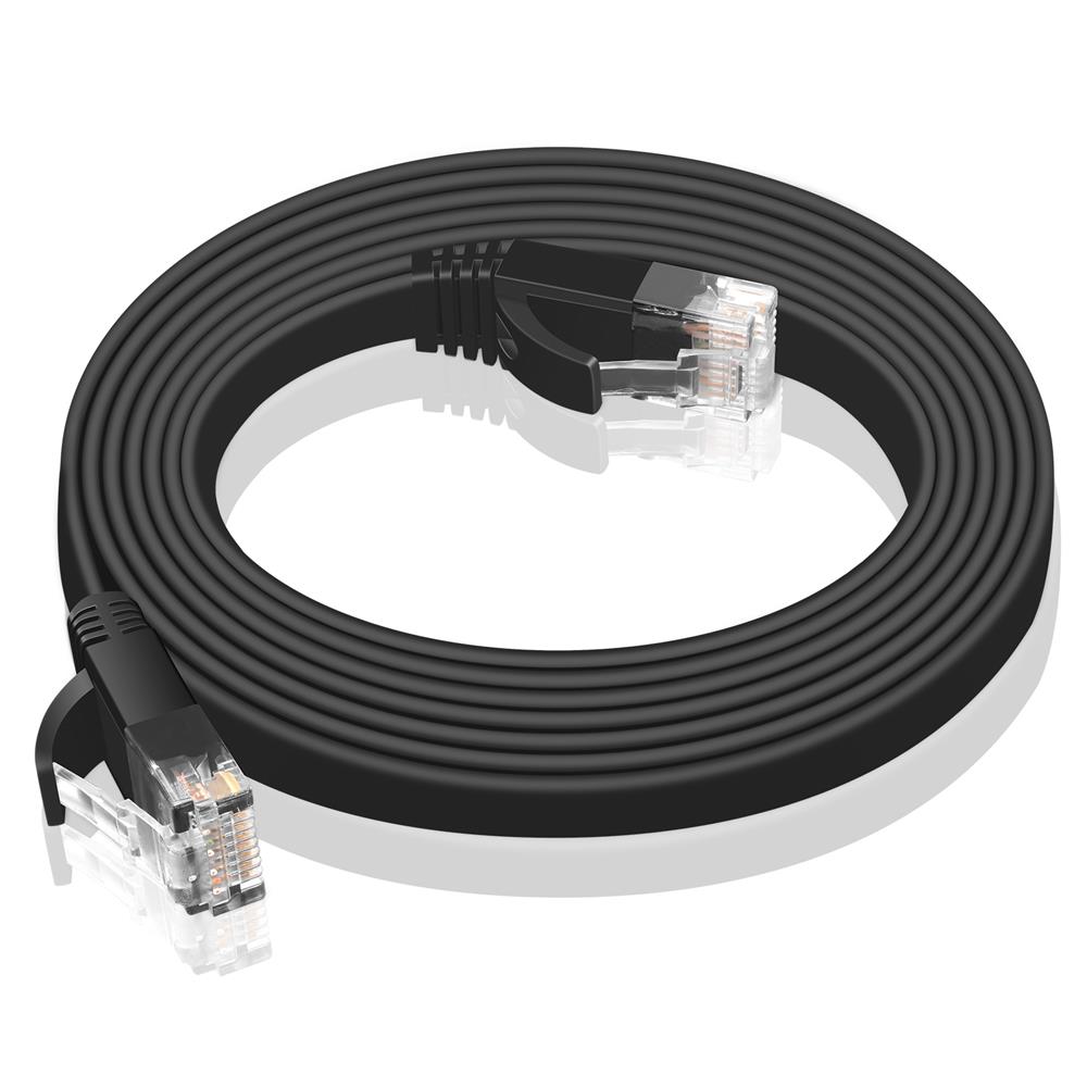 Patch FLAT Kabel Cat6 - PC-Flat-600A - 8M in Schwarz