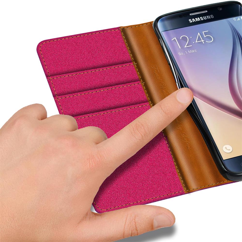 Textil Wallet für Samsung Galaxy S6 in Pink