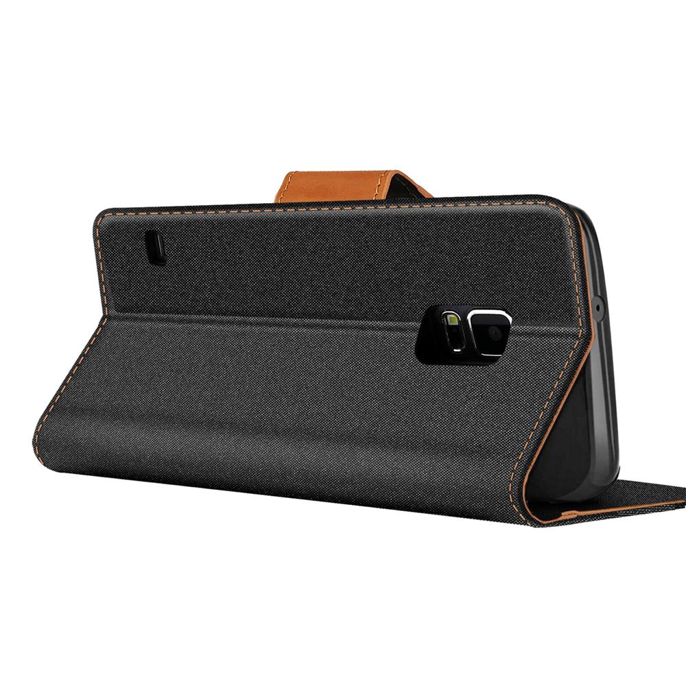 Textil Wallet für Samsung Galaxy S5 Mini in Schwarz