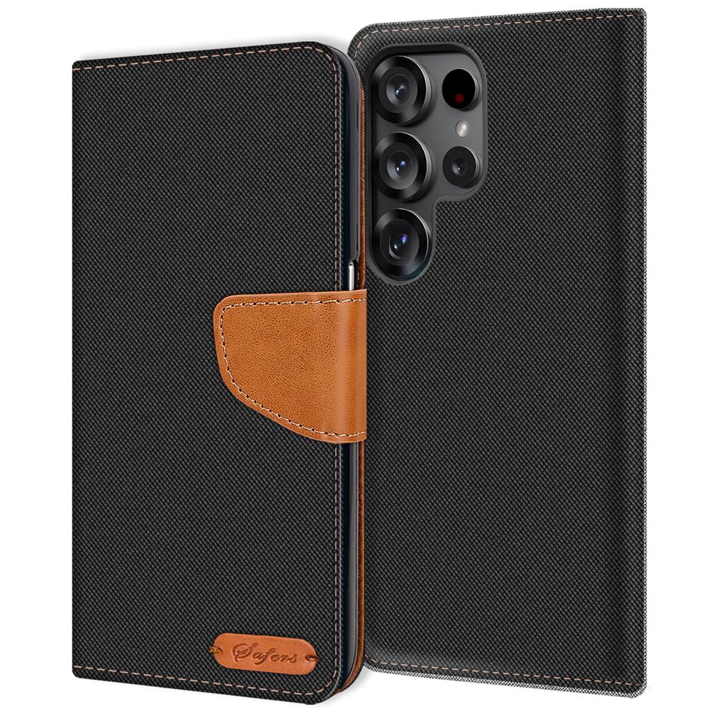 Textil Wallet für Samsung Galaxy S26 Ultra in Schwarz
