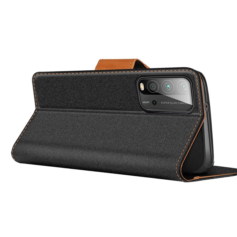 Textil Wallet für Xiaomi Redmi 9T in Schwarz