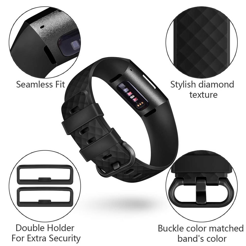 Fitnessarmband TPU für Fitbit Charge 3 / 4 - Größe S in Schwarz
