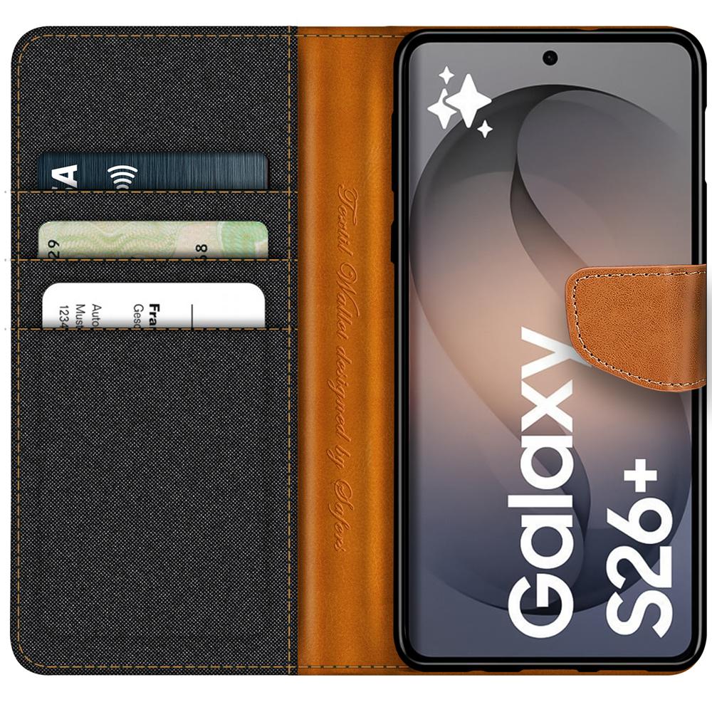 Textil Wallet für Samsung Galaxy S26 Plus in Schwarz