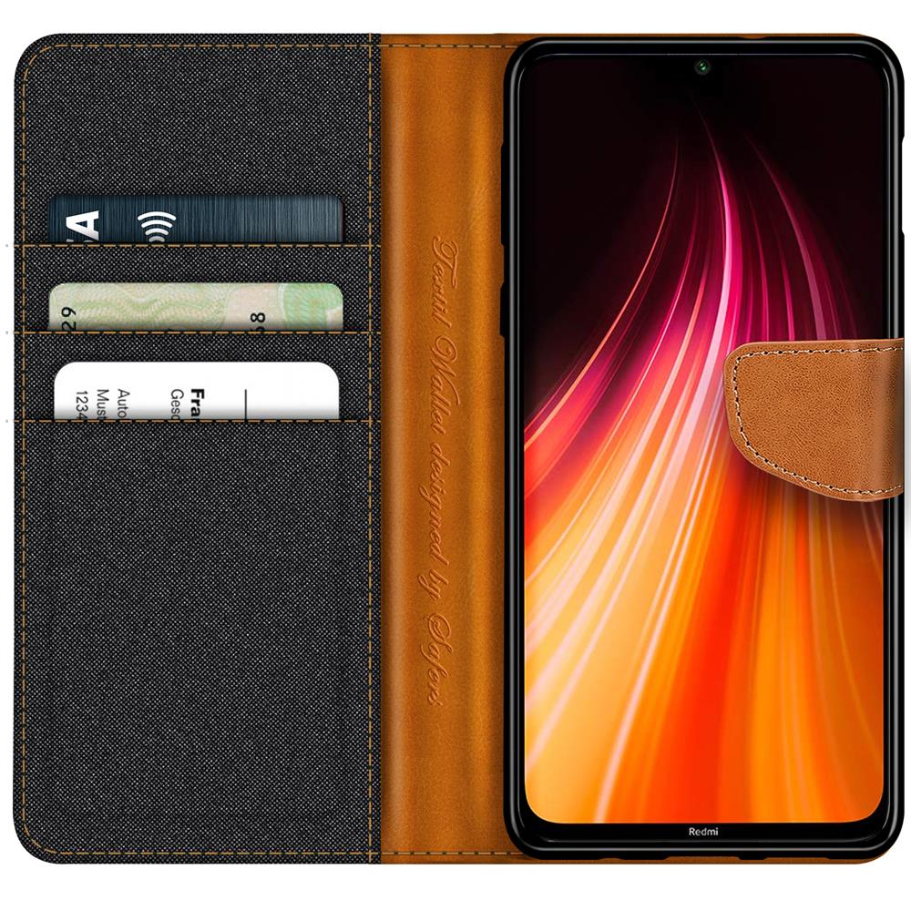 Textil Wallet für Xiaomi Redmi Note 8T in Schwarz