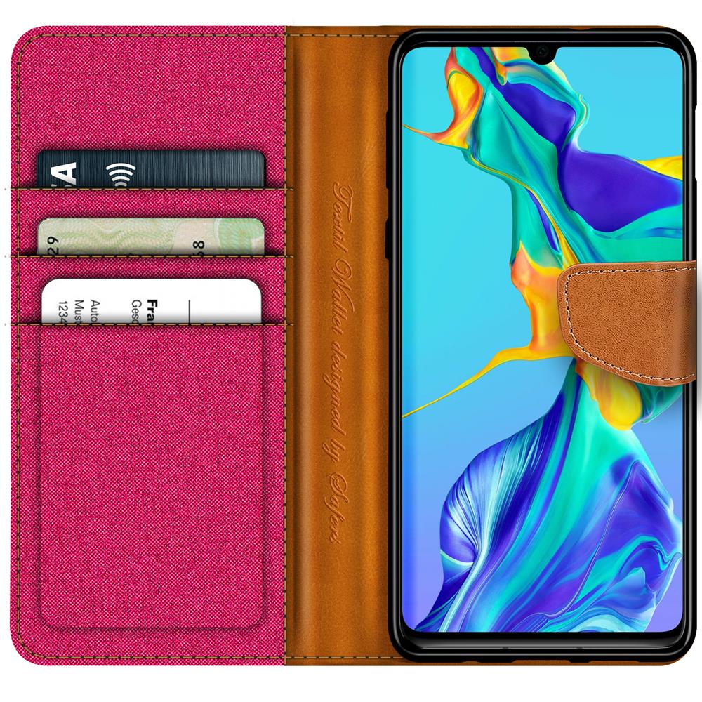 Textil Wallet für Huawei P30 in Pink