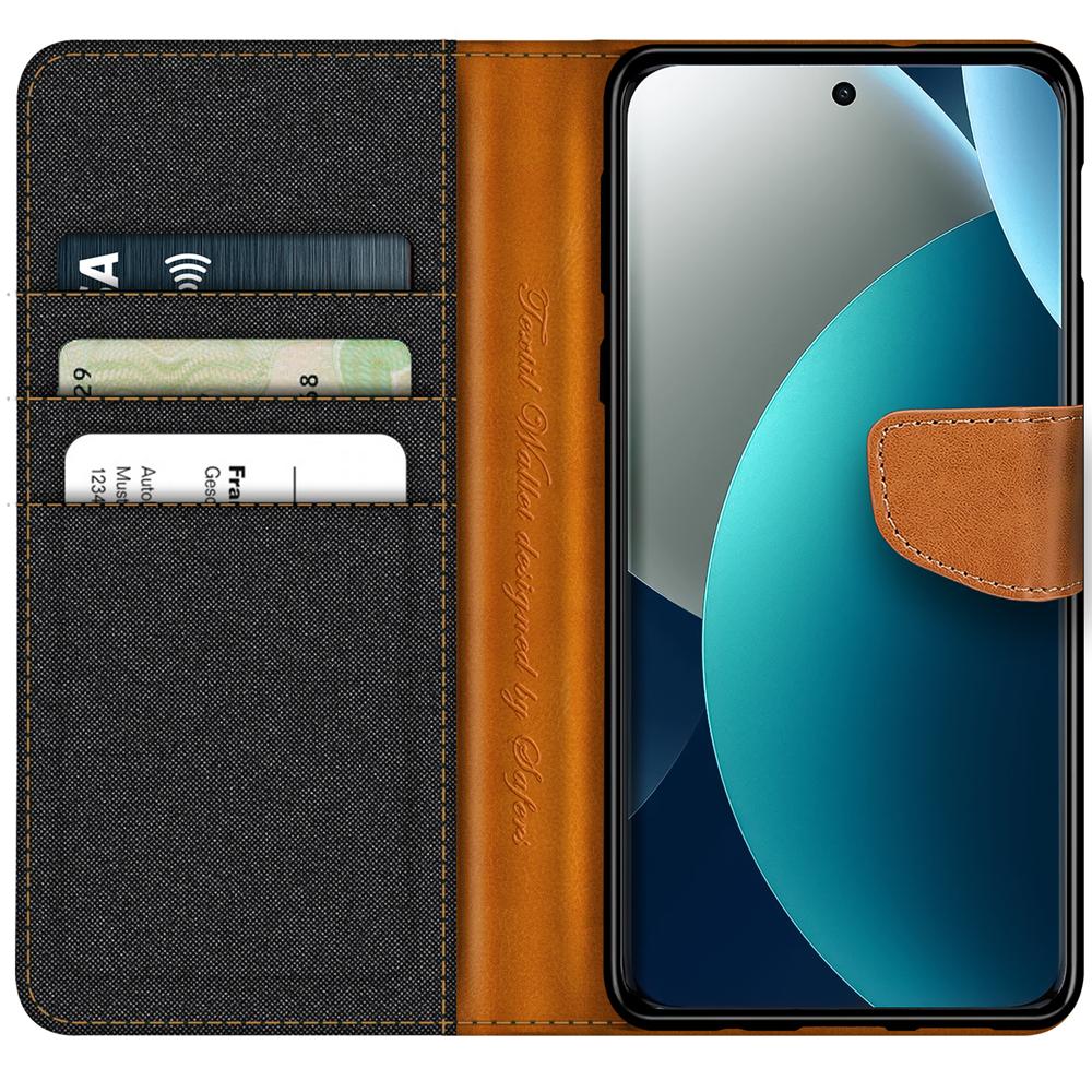 Textil Wallet für Xiaomi Redmi Note 15 Pro 4G in Schwarz