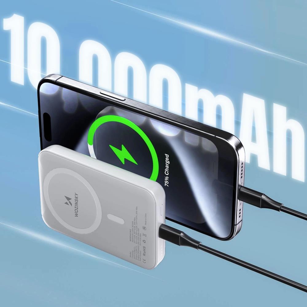 Power Bank - Wozinsky - MagSafe WRW349Y - 10000 mAh in Weiss Power Bank - Wozinsky - MagSafe WRW349Y - 10000 mAh in Weiss