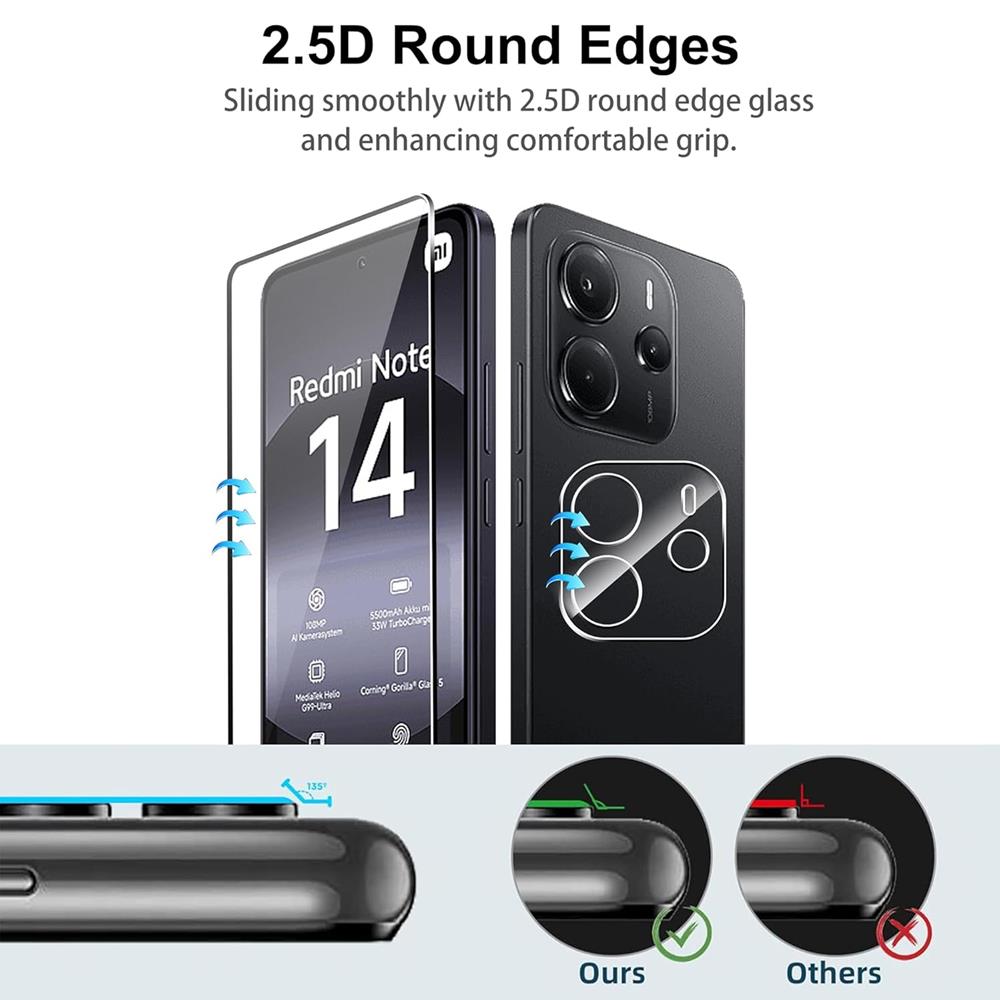 4in1 Glas Set für Xiaomi Redmi Note 14 (4G)