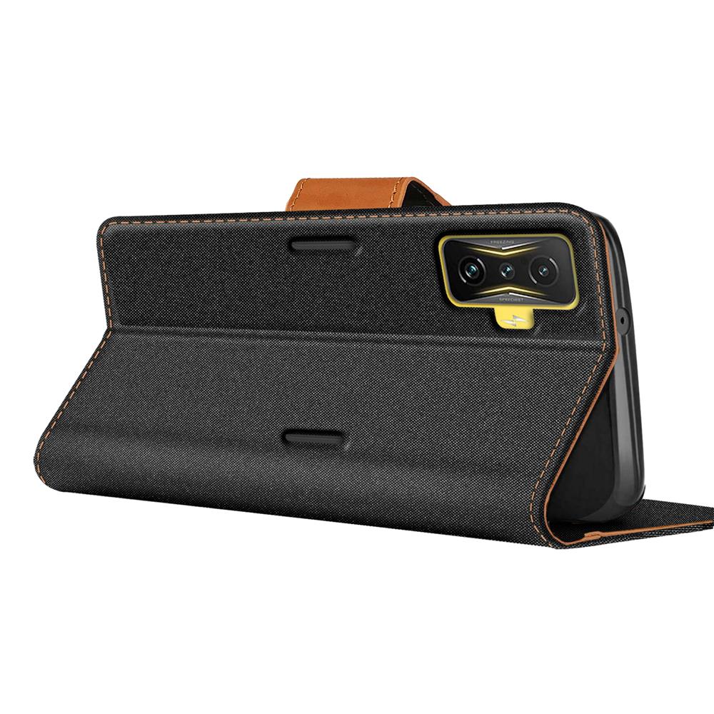 Textil Wallet für Xiaomi Poco F4 GT in Schwarz