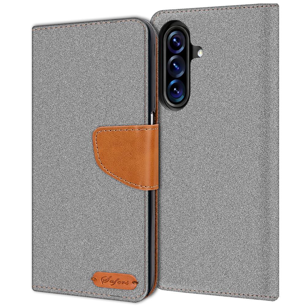 Textil Wallet für Samsung Galaxy A57 5G in Grau