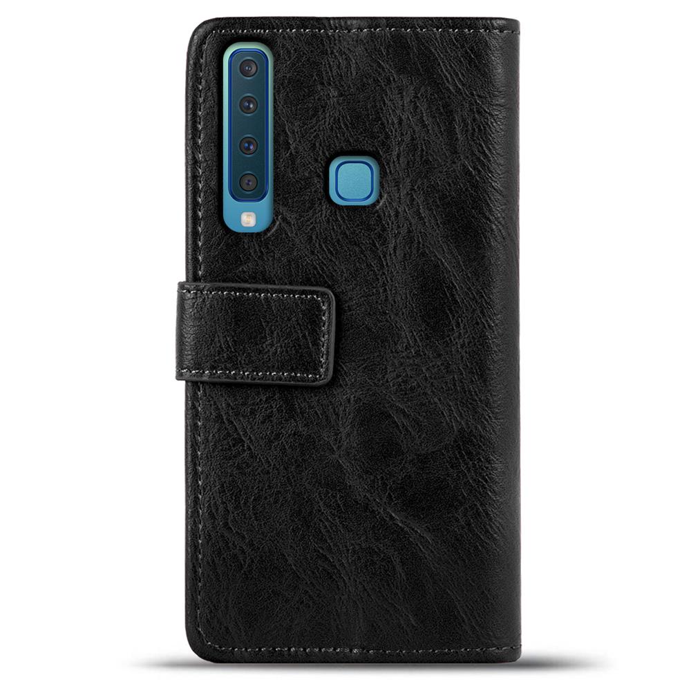 Retro Wallet für Samsung Galaxy A9 2018 in Schwarz