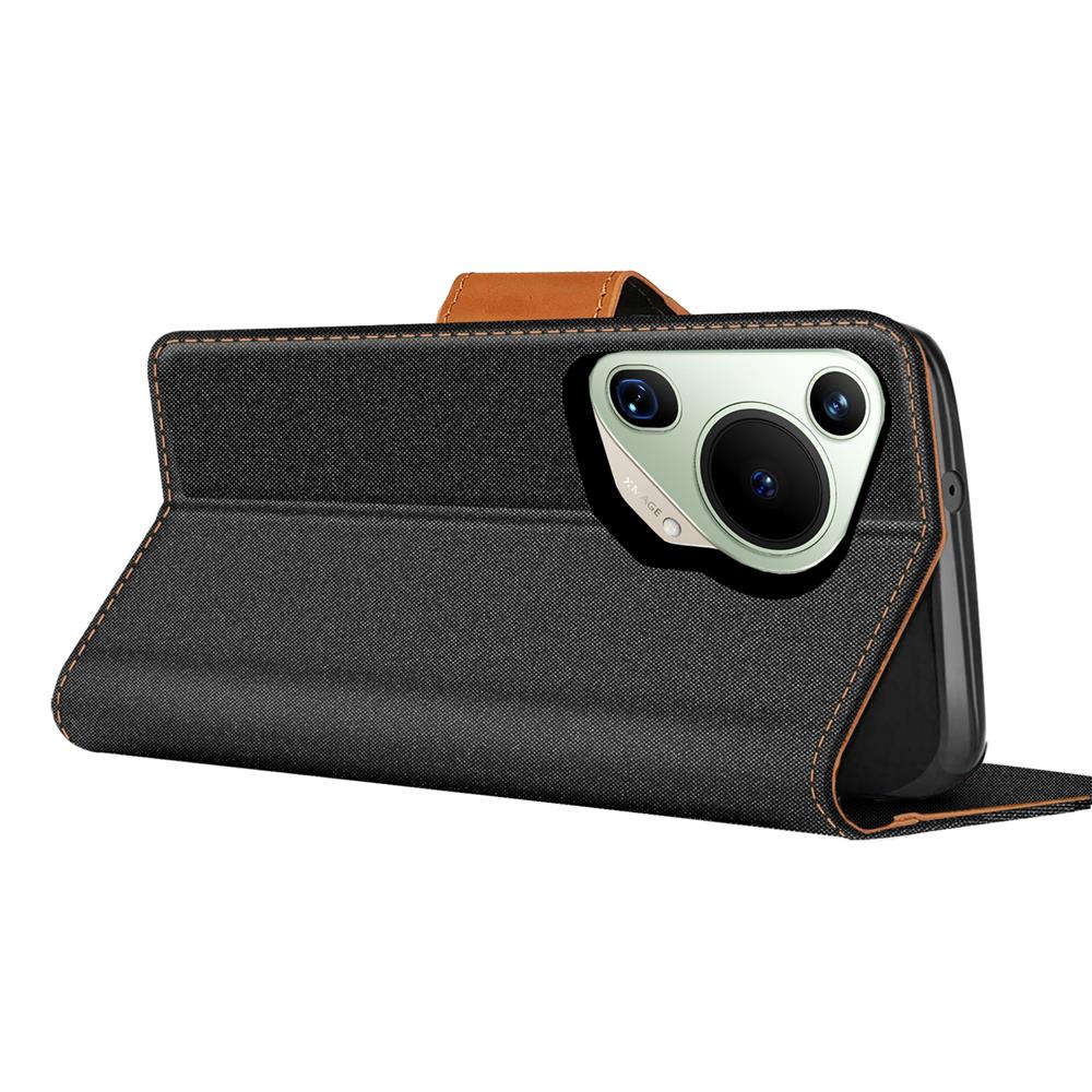 Textil Wallet für Huawei Pura 70 Ultra in Schwarz
