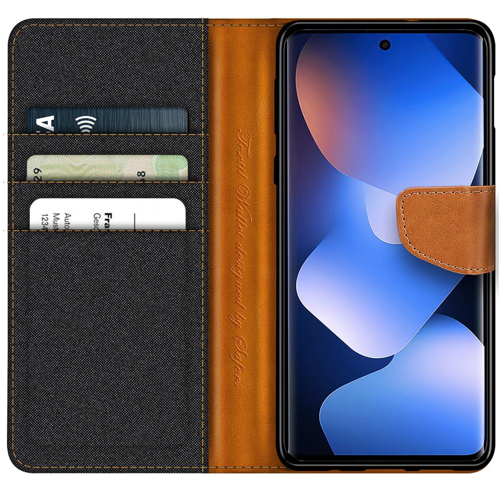Textil Wallet für Xiaomi Redmi Note 15 5G in Schwarz
