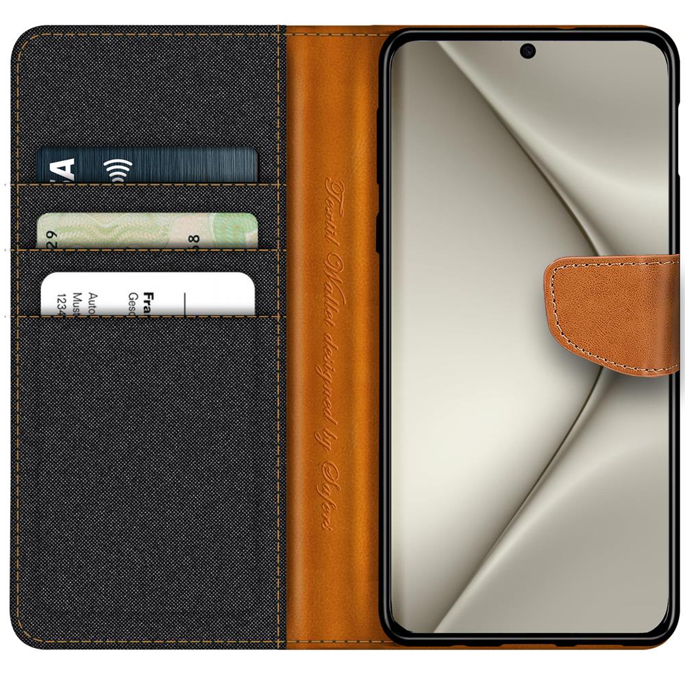 Textil Wallet für Huawei Pura 70 Ultra in Schwarz