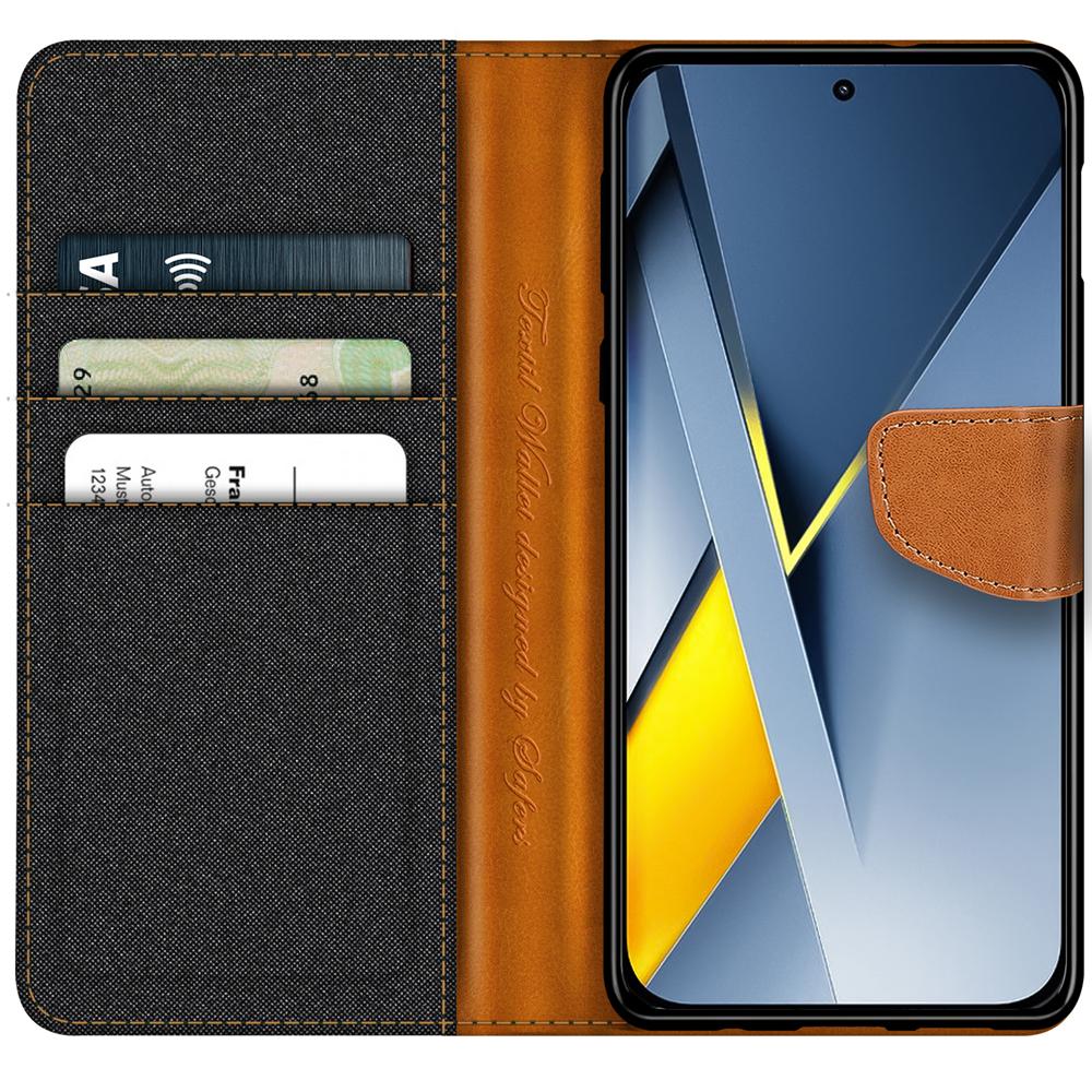 Textil Wallet für Xiaomi Poco F8 Ultra in Schwarz