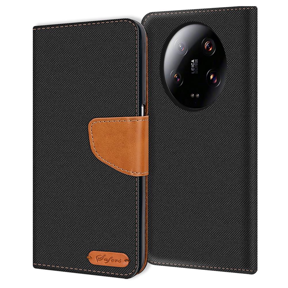 Textil Wallet für Xiaomi 13 Ultra in Schwarz