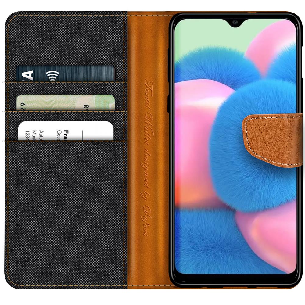 Textil Wallet für Samsung Galaxy A32 5G in Schwarz