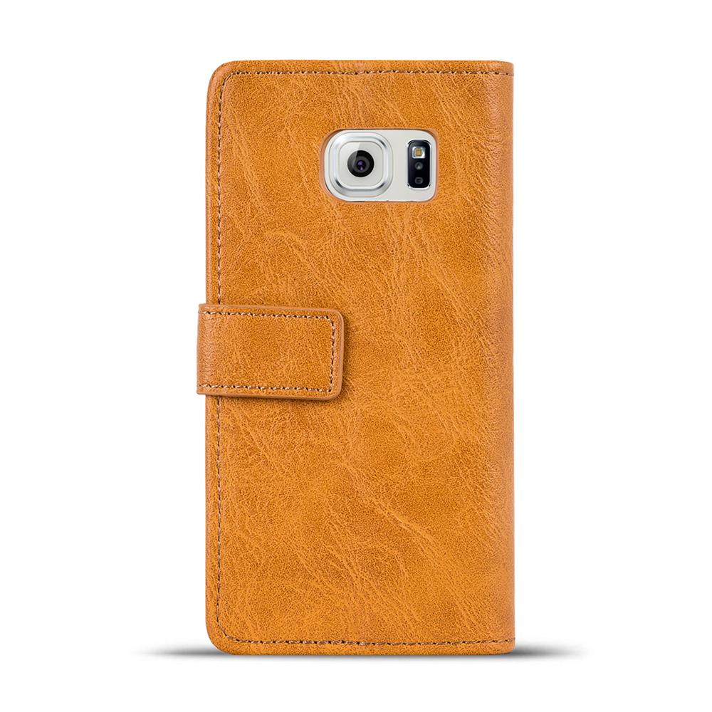 Retro Wallet für Samsung Galaxy S6 in Gelbbraun