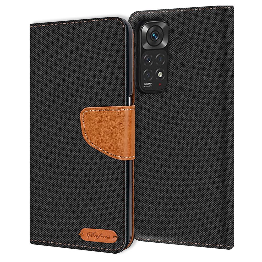 Textil Wallet für Xiaomi Redmi Note 11 / 11s in Schwarz