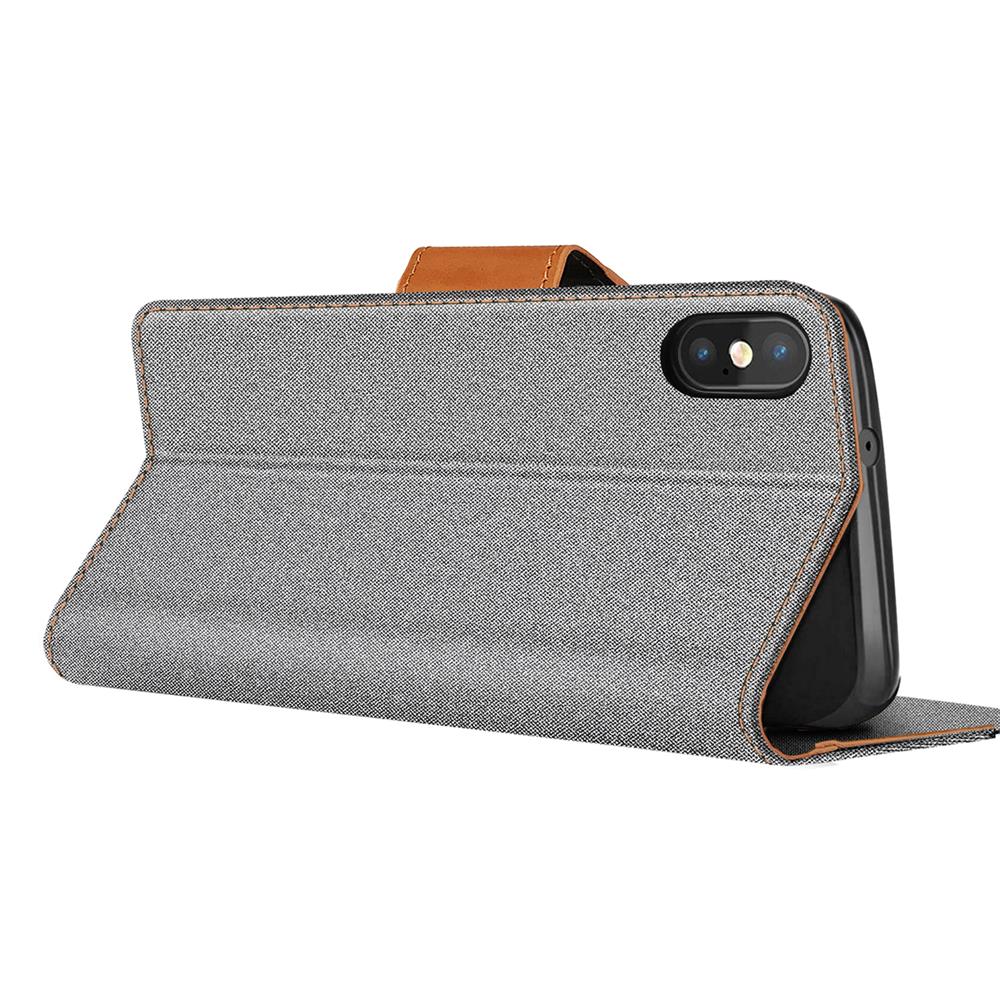 Textil Wallet für Apple iPhone XS Max in Grau