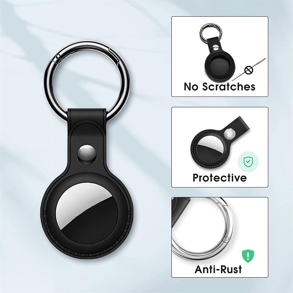 Tag Case Kunstleder für Apple Airtags in Schwarz