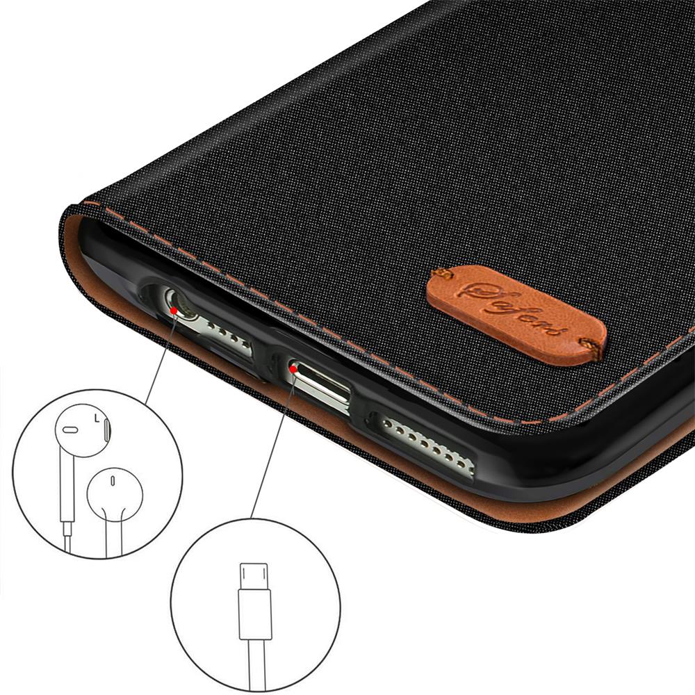 Textil Wallet für Apple iPhone 5 / 5S / SE in Schwarz