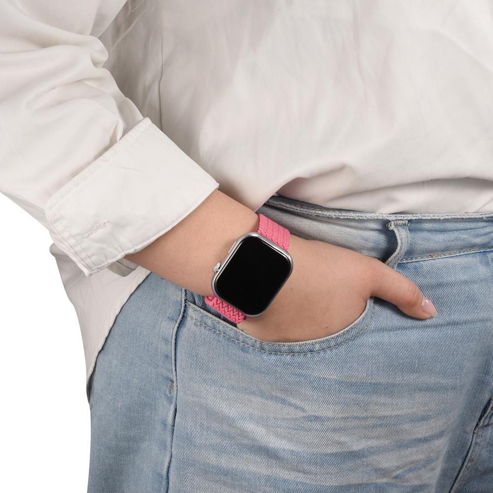 Loop Nylonarmband für Apple Watch 1-11/SE1-3/Ultra1-3 - 42/44/45/49mm in Knallrosa - Universal