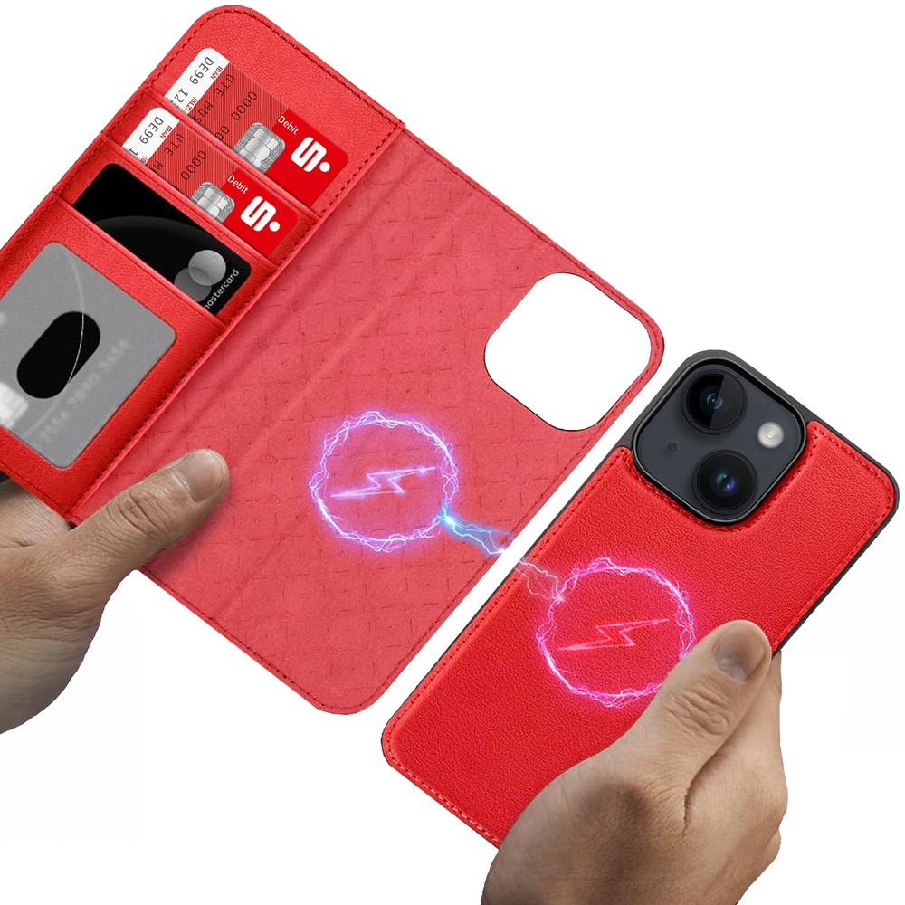 Magnetic Wallet für Apple iPhone 15 in Rot