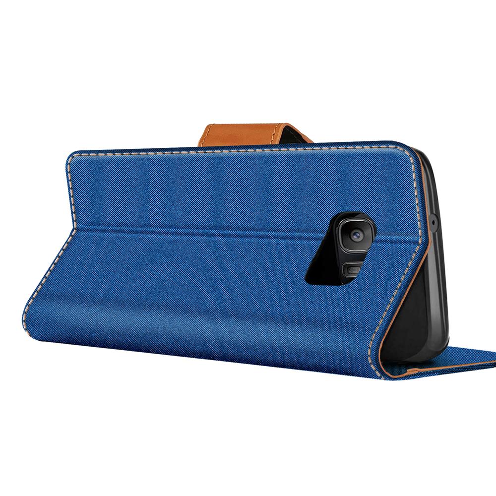 Textil Wallet für Samsung Galaxy S7 Edge in Blau