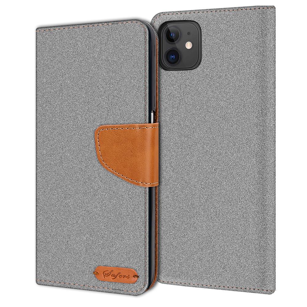 Textil Wallet für Apple iPhone 12 Mini in Grau