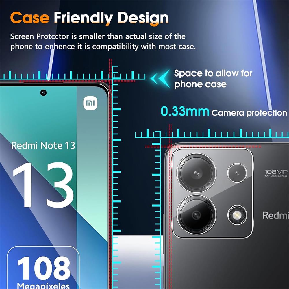 4in1 Glas Set für Xiaomi Redmi Note 13 (4G)