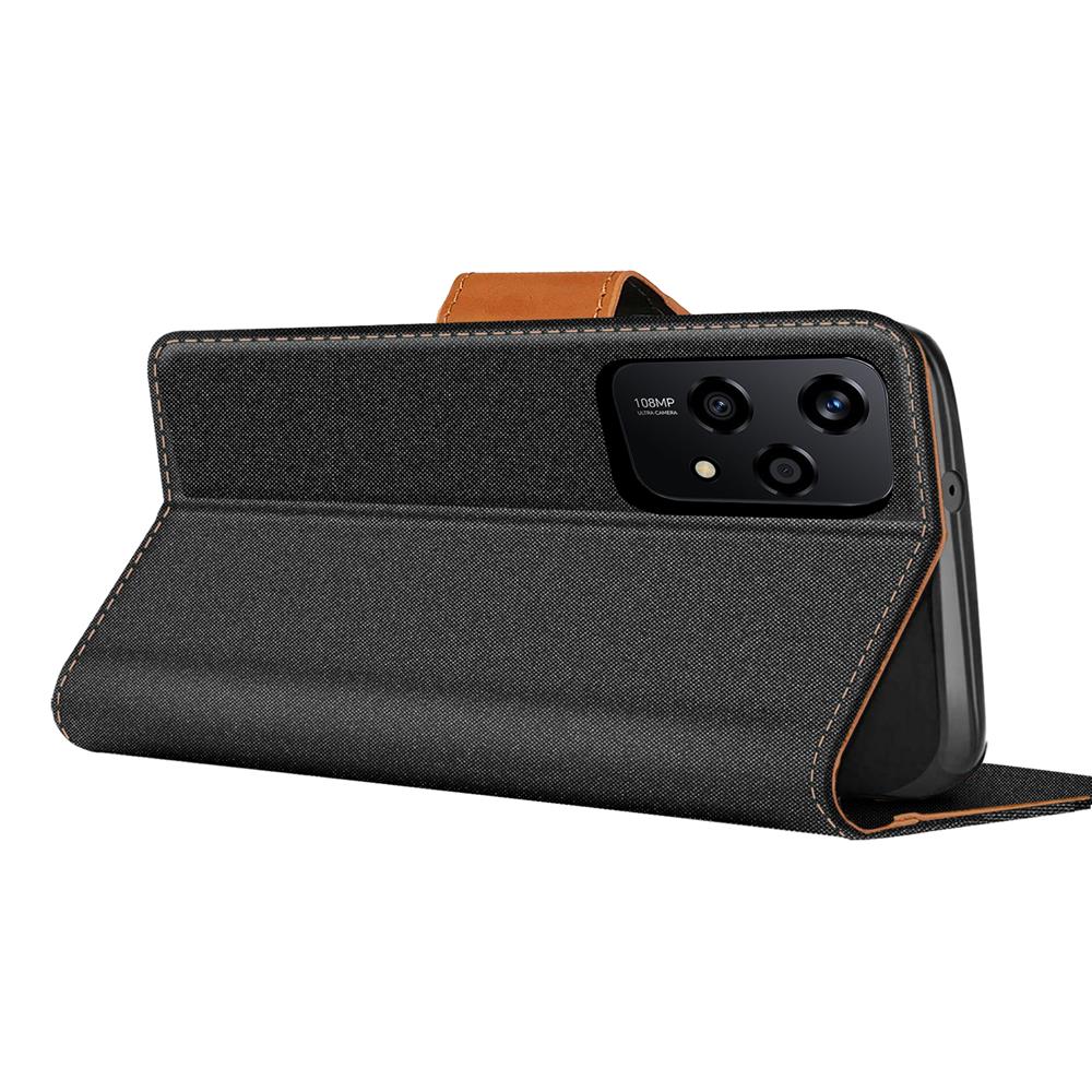 Textil Wallet für Honor 200 Lite in Schwarz