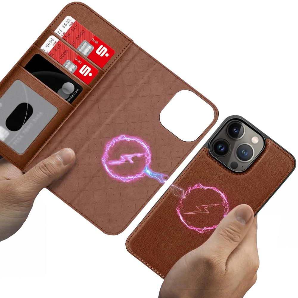 Magnetic Wallet für Apple iPhone 13 Pro in Braun
