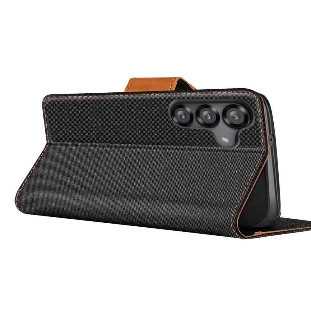 Textil Wallet für Samsung Galaxy S25 FE in Schwarz